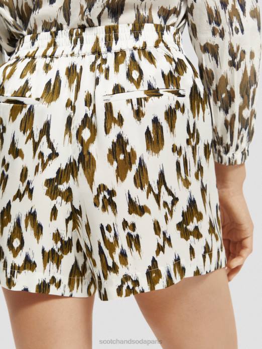 Scotch & Soda femmes short large imprimé vert armée ikat brossé vêtements 4HB4246