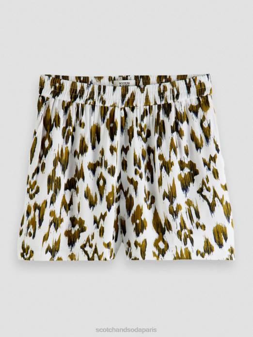 Scotch & Soda femmes short large imprimé vert armée ikat brossé vêtements 4HB4246