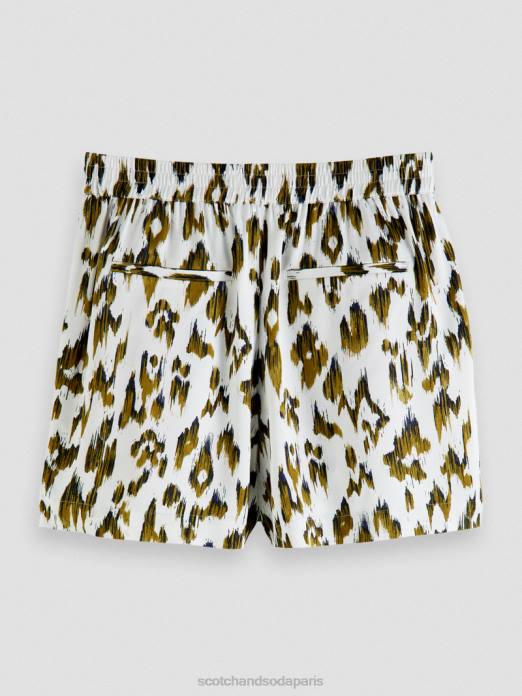 Scotch & Soda femmes short large imprimé vert armée ikat brossé vêtements 4HB4246