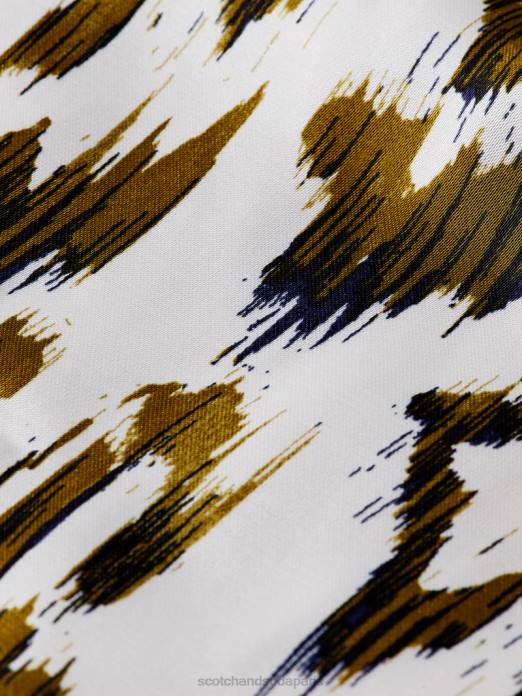 Scotch & Soda femmes short large imprimé vert armée ikat brossé vêtements 4HB4246