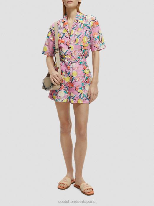 Scotch & Soda femmes short mi-long à taille haute orchidée de courge aux agrumes vêtements 4HB4238