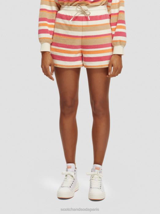 Scotch & Soda femmes short rayé à taille haute vanille blanche vêtements 4HB4179