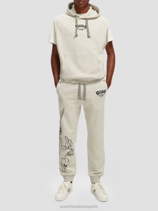 Scotch & Soda femmes looney tunes - pantalon de jogging brodé mélange blanc cassé vêtements 4HB4185