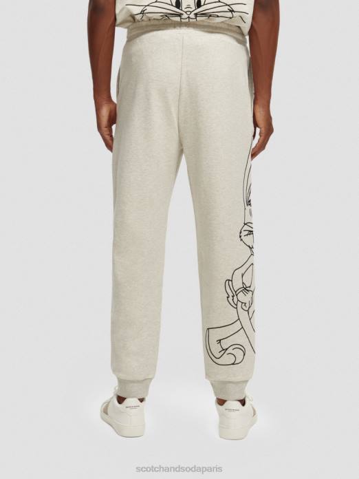 Scotch & Soda femmes looney tunes - pantalon de jogging brodé mélange blanc cassé vêtements 4HB4185