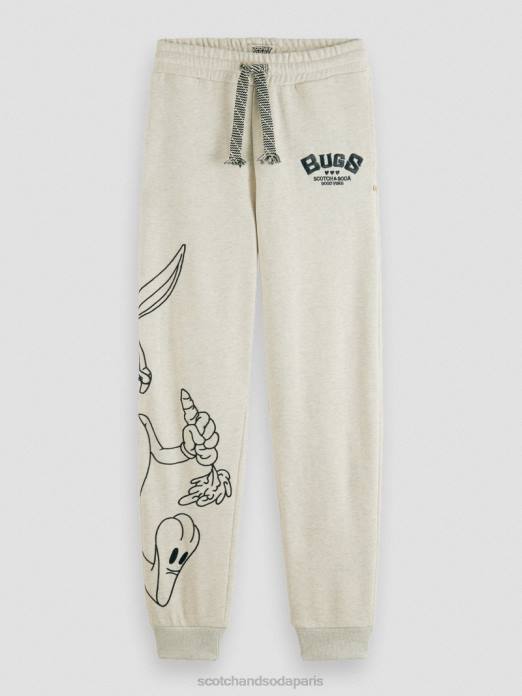 Scotch & Soda femmes looney tunes - pantalon de jogging brodé mélange blanc cassé vêtements 4HB4185