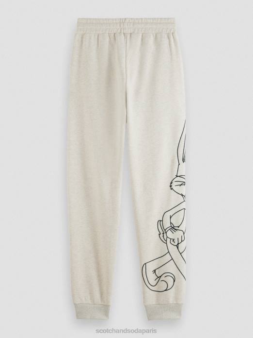 Scotch & Soda femmes looney tunes - pantalon de jogging brodé mélange blanc cassé vêtements 4HB4185