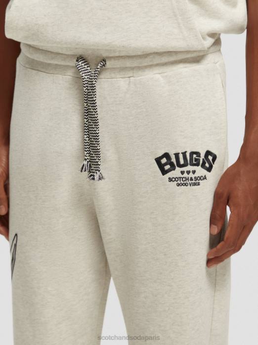 Scotch & Soda femmes looney tunes - pantalon de jogging brodé mélange blanc cassé vêtements 4HB4185