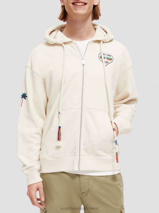 Scotch & Soda femmes né pour aimer les œuvres d'art à capuche écru vêtements 4HB4221