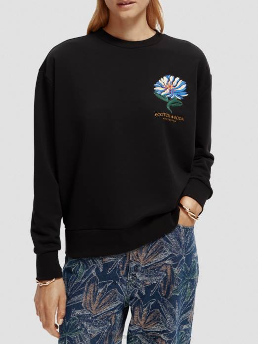 Scotch & Soda femmes sweat ample brodé noir vêtements 4HB4184