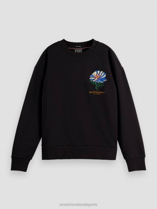 Scotch & Soda femmes sweat ample brodé noir vêtements 4HB4184