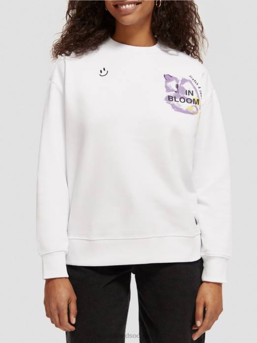 Scotch & Soda femmes sweat ample en coton biologique blanc vêtements 4HB4186