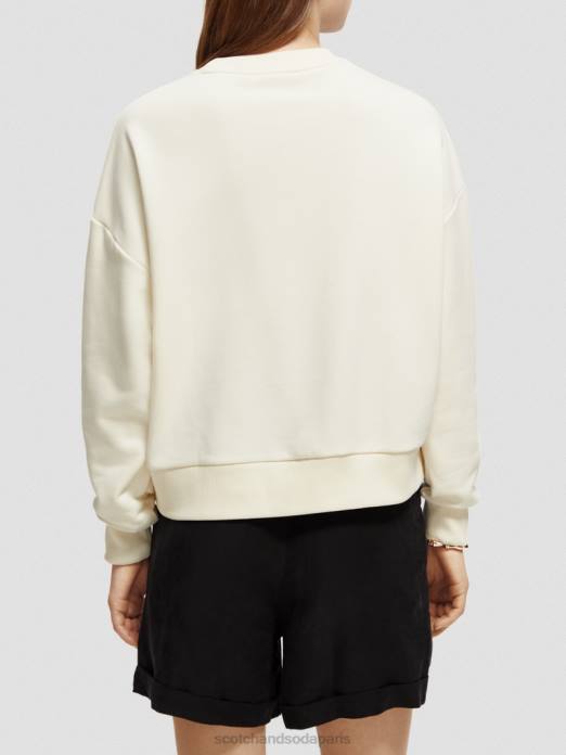 Scotch & Soda femmes sweat ample à motif artistique vanille blanche vêtements 4HB4230