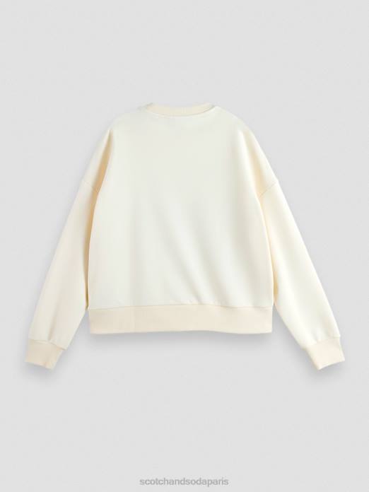 Scotch & Soda femmes sweat ample à motif artistique vanille blanche vêtements 4HB4230