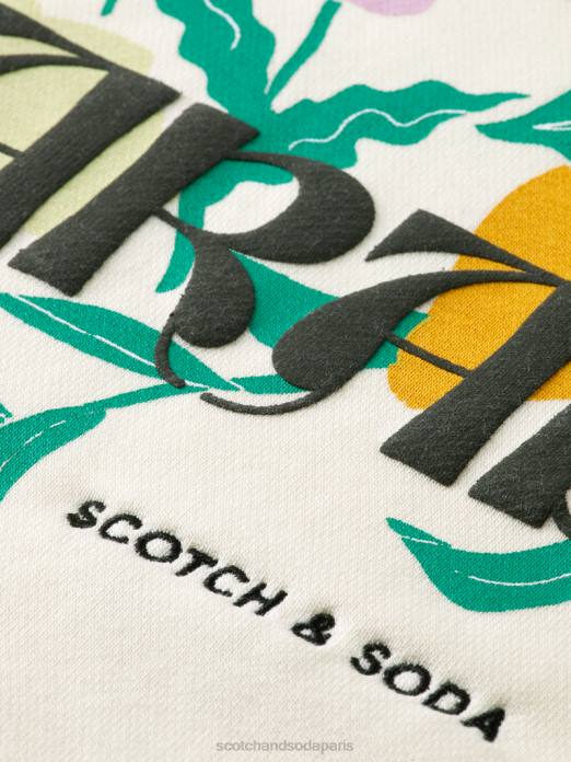 Scotch & Soda femmes sweat ample à motif artistique vanille blanche vêtements 4HB4230