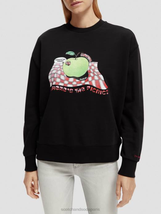 Scotch & Soda femmes sweat ample à motif artistique vintage noir vêtements 4HB4204