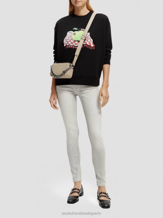 Scotch & Soda femmes sweat ample à motif artistique vintage noir vêtements 4HB4204