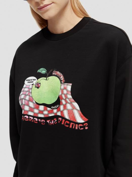 Scotch & Soda femmes sweat ample à motif artistique vintage noir vêtements 4HB4204