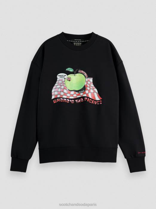 Scotch & Soda femmes sweat ample à motif artistique vintage noir vêtements 4HB4204