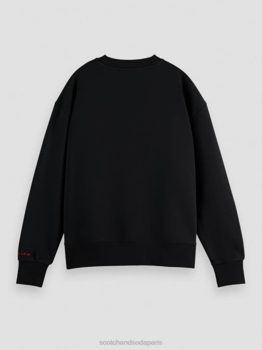 Scotch & Soda femmes sweat ample à motif artistique vintage noir vêtements 4HB4204