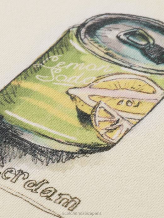 Scotch & Soda femmes sweat à capuche ample à motif artistique vanille blanche vêtements 4HB4216