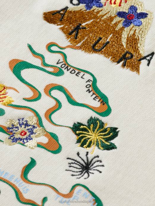 Scotch & Soda femmes sweat à capuche court en coton biologique blanc cassé vêtements 4HB4202