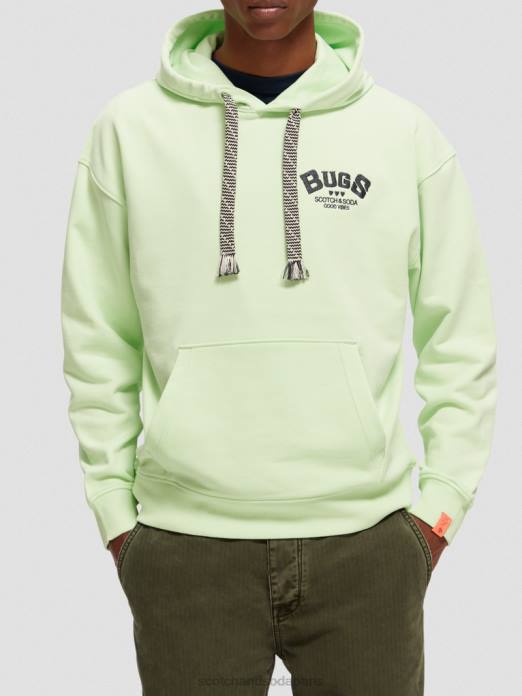 Scotch & Soda femmes sweat à capuche en coton biologique à motif looney tunes citron vert vêtements 4HB4203