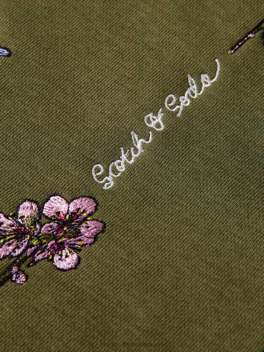 Scotch & Soda femmes sweat à capuche oversize à motif floral armée verte vêtements 4HB4219