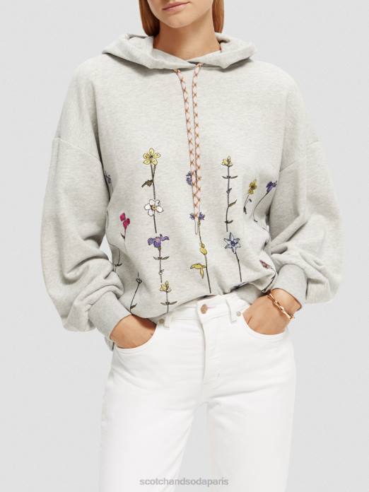 Scotch & Soda femmes sweat à capuche oversize à motif floral gris mélangé vêtements 4HB4220