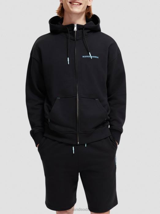 Scotch & Soda femmes sweat à capuche zippé en coton biologique noir vêtements 4HB4189