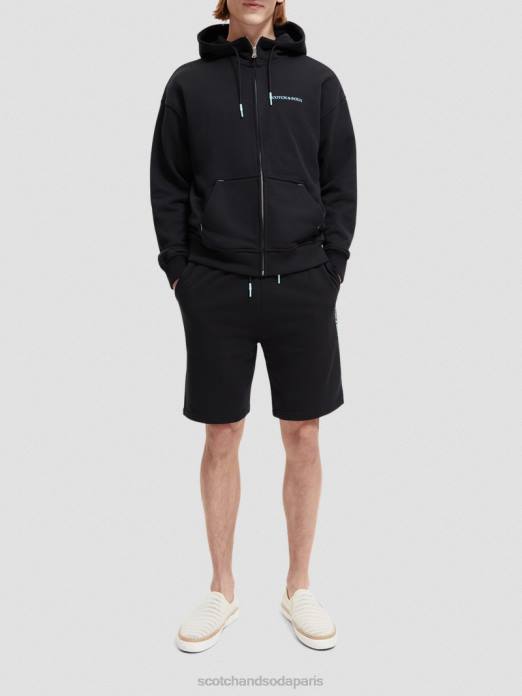 Scotch & Soda femmes sweat à capuche zippé en coton biologique noir vêtements 4HB4189