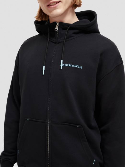 Scotch & Soda femmes sweat à capuche zippé en coton biologique noir vêtements 4HB4189