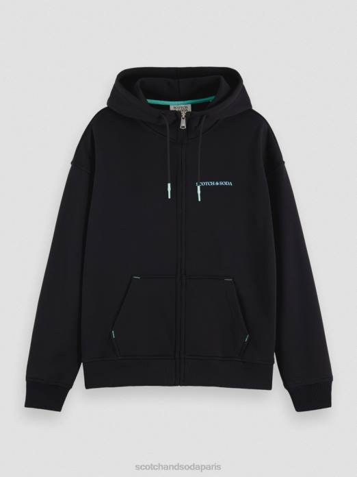 Scotch & Soda femmes sweat à capuche zippé en coton biologique noir vêtements 4HB4189