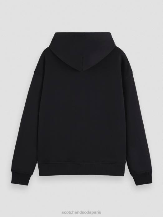 Scotch & Soda femmes sweat à capuche zippé en coton biologique noir vêtements 4HB4189