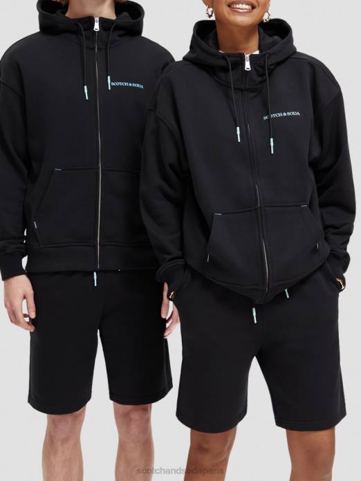 Scotch & Soda femmes sweat à capuche zippé en coton biologique noir vêtements 4HB4189