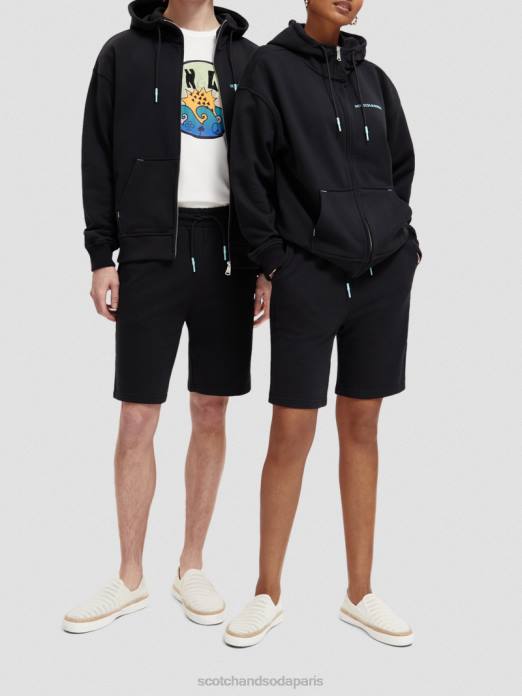 Scotch & Soda femmes sweat à capuche zippé en coton biologique noir vêtements 4HB4189