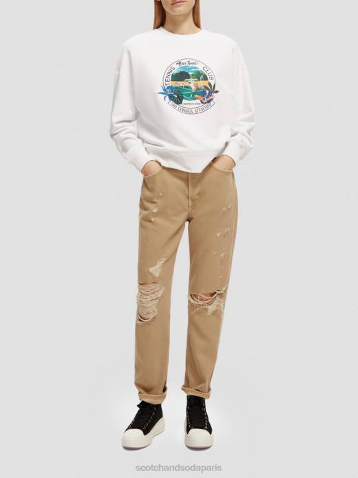 Scotch & Soda femmes sweat-shirt ample à col ras du cou blanc vêtements 4HB4217