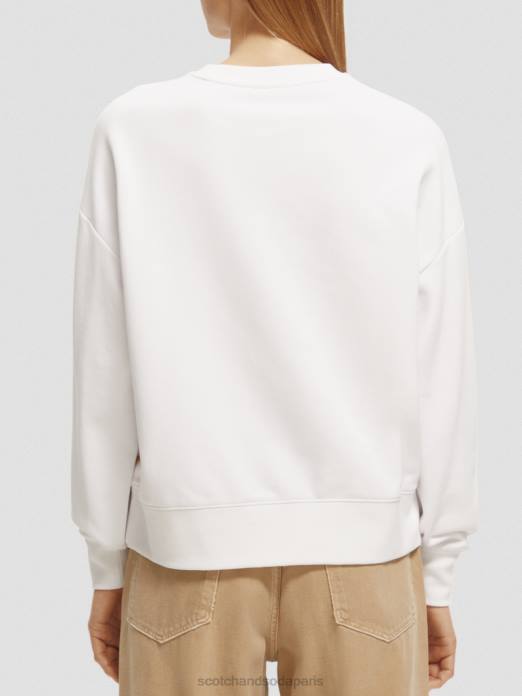 Scotch & Soda femmes sweat-shirt ample à col ras du cou blanc vêtements 4HB4217