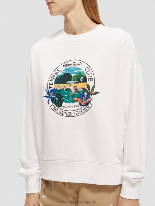 Scotch & Soda femmes sweat-shirt ample à col ras du cou blanc vêtements 4HB4217