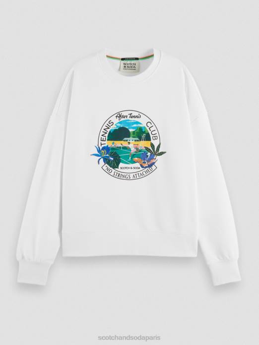 Scotch & Soda femmes sweat-shirt ample à col ras du cou blanc vêtements 4HB4217