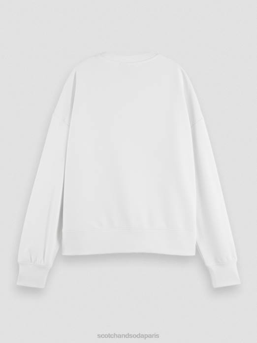 Scotch & Soda femmes sweat-shirt ample à col ras du cou blanc vêtements 4HB4217