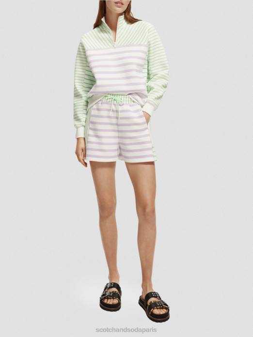 Scotch & Soda femmes sweat-shirt coupe décontractée à demi-zip rayé vêtements 4HB4229