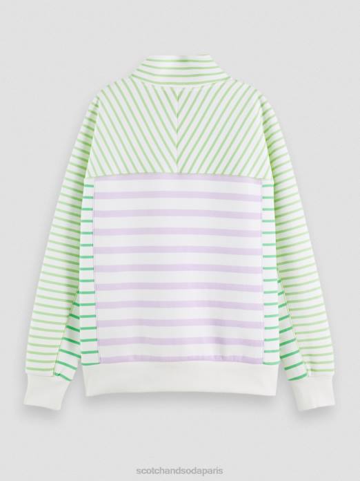 Scotch & Soda femmes sweat-shirt coupe décontractée à demi-zip rayé vêtements 4HB4229