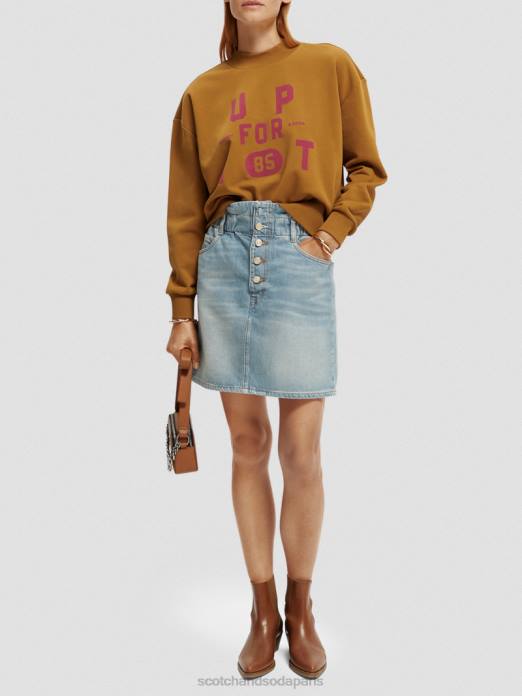 Scotch & Soda femmes sweat-shirt court ample à col cheminée caramel vêtements 4HB4198