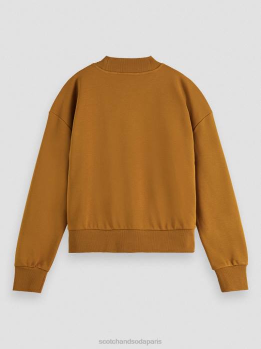 Scotch & Soda femmes sweat-shirt court ample à col cheminée caramel vêtements 4HB4198