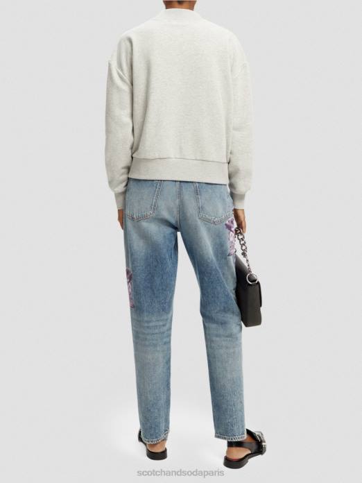 Scotch & Soda femmes sweat-shirt court ample à col cheminée gris mélangé vêtements 4HB4200