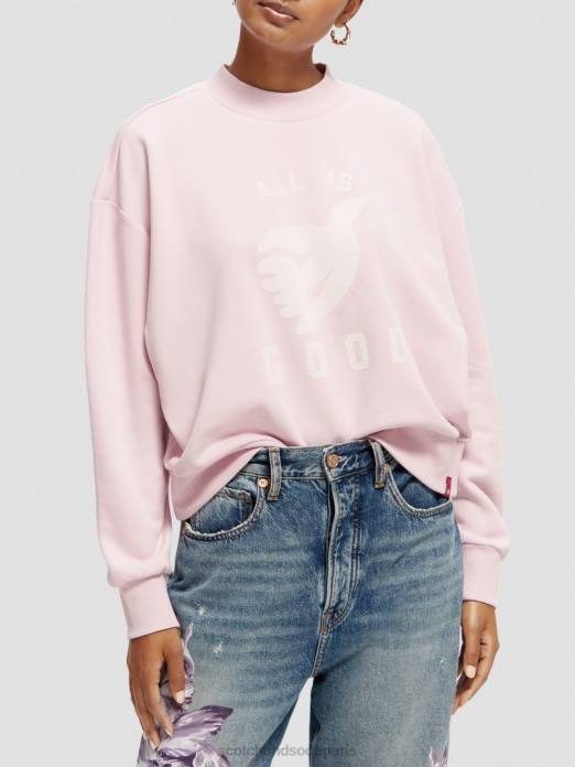 Scotch & Soda femmes sweat-shirt court ample à col cheminée lavande vêtements 4HB4199