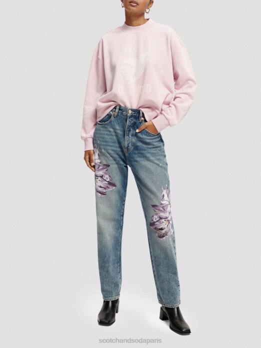 Scotch & Soda femmes sweat-shirt court ample à col cheminée lavande vêtements 4HB4199