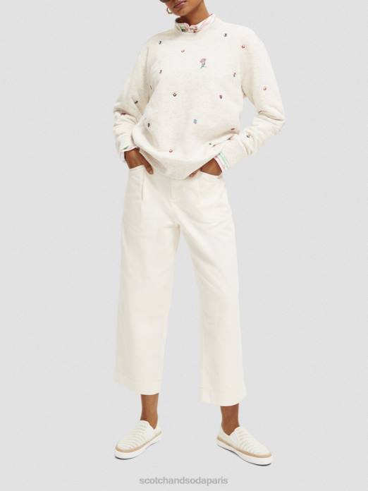 Scotch & Soda femmes sweat-shirt décontracté à broderies mélange blanc vanille vêtements 4HB4183