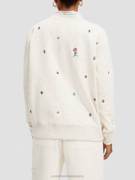 Scotch & Soda femmes sweat-shirt décontracté à broderies mélange blanc vanille vêtements 4HB4183