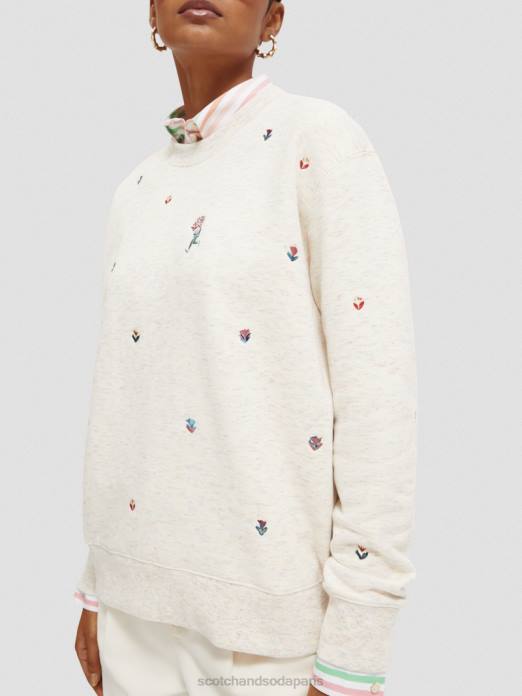Scotch & Soda femmes sweat-shirt décontracté à broderies mélange blanc vanille vêtements 4HB4183